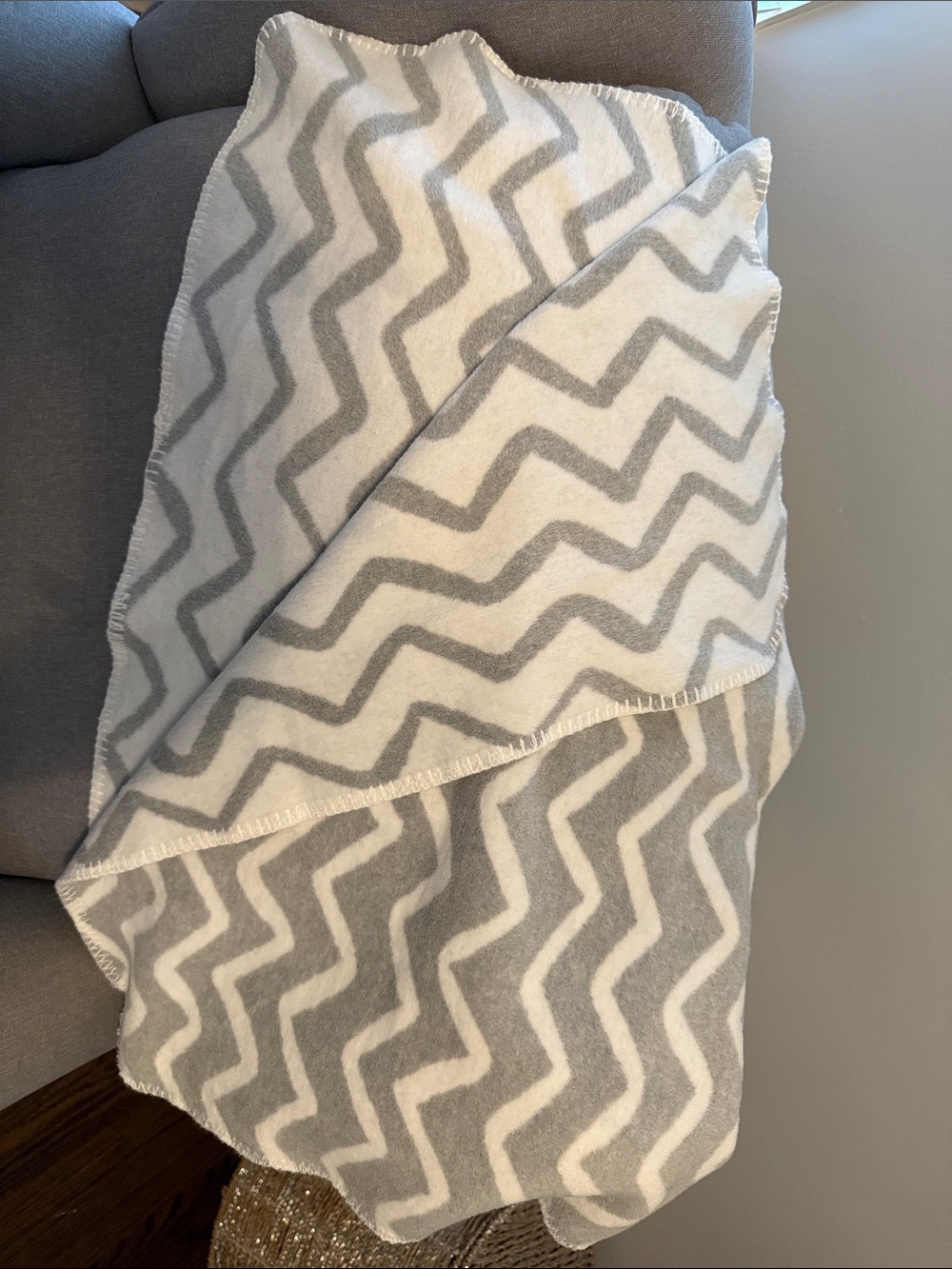 Pottery Barn Kids Gray and White Chevron Baby Blanket